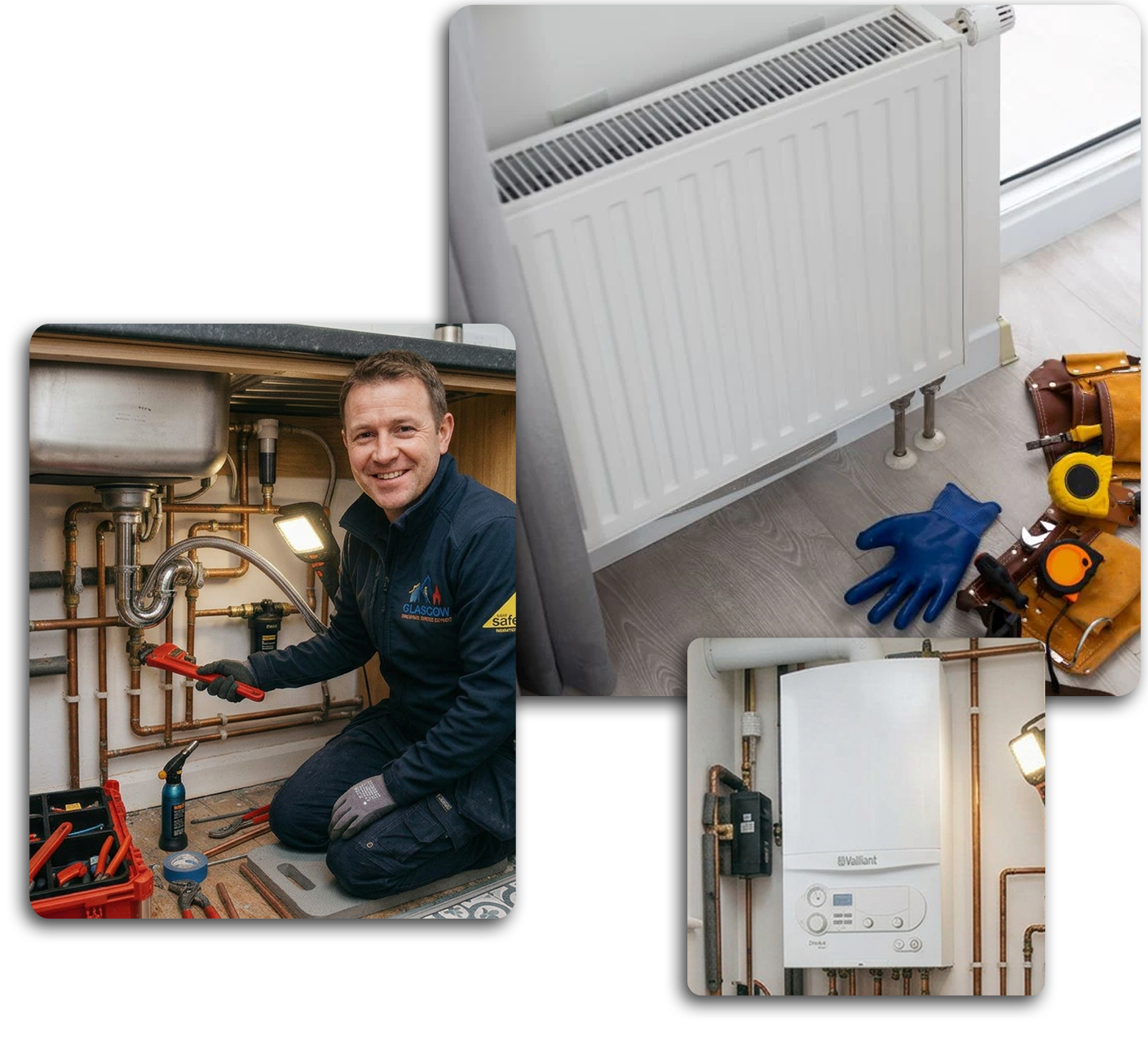 Plumbing and heating engineer at work