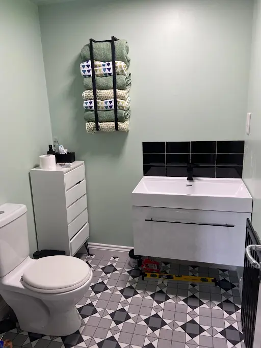 Bathroom installation progress by TMS Plumbing & Heating