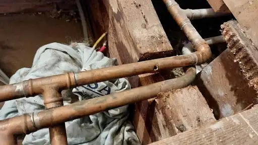 Burst pipe repair completed by TMS Plumbing & Heating