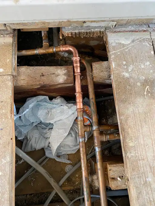 Burst pipe repair detail completed by TMS Plumbing & Heating