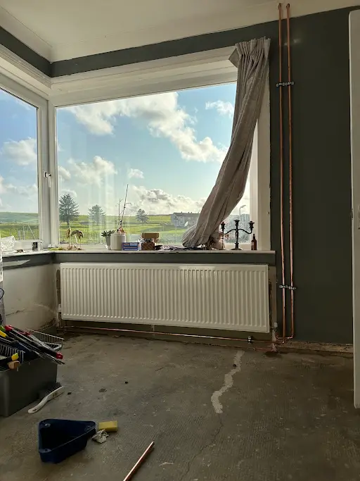 Radiator installation detail by TMS Plumbing & Heating